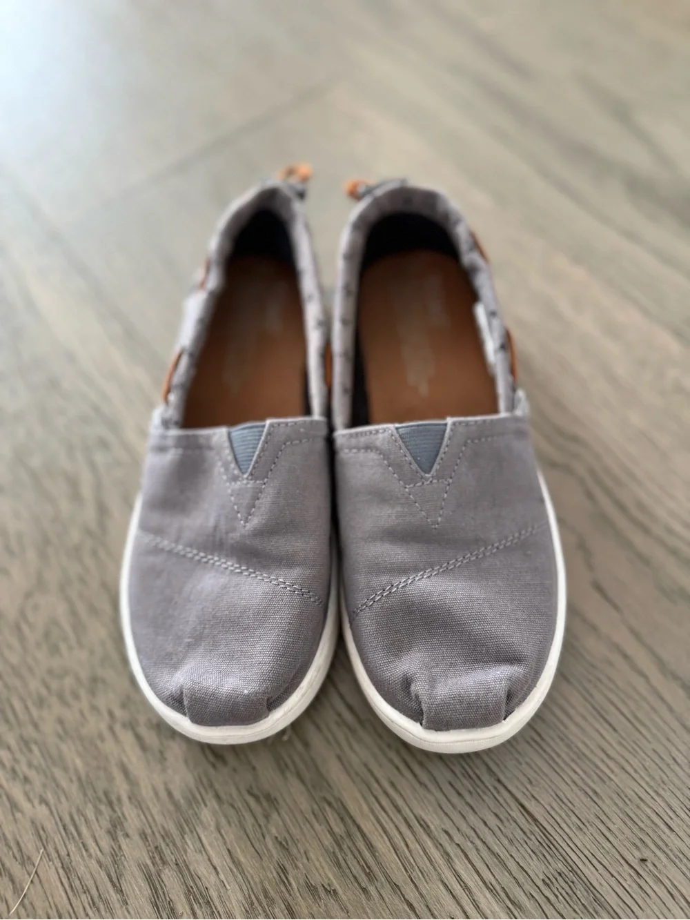Toms Gray Canvas Slip-On Sneakers for Kids